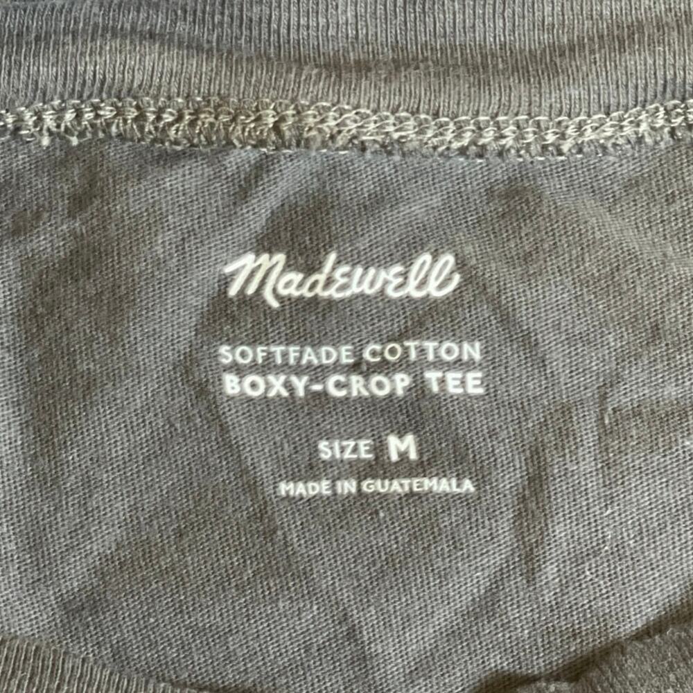 Madewell Women's Black Boxy Short Sleeve Crew Neck Crop T Shirt Tee Top Size M - Picture 5 of 6